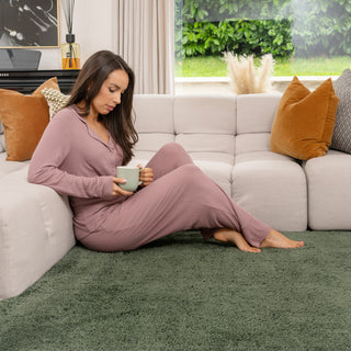 Soft Washable Green Shaggy Rug