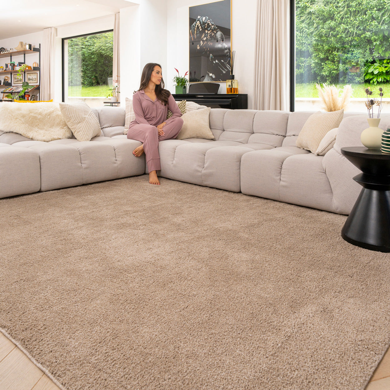 Soft Washable Beige Shaggy Rug