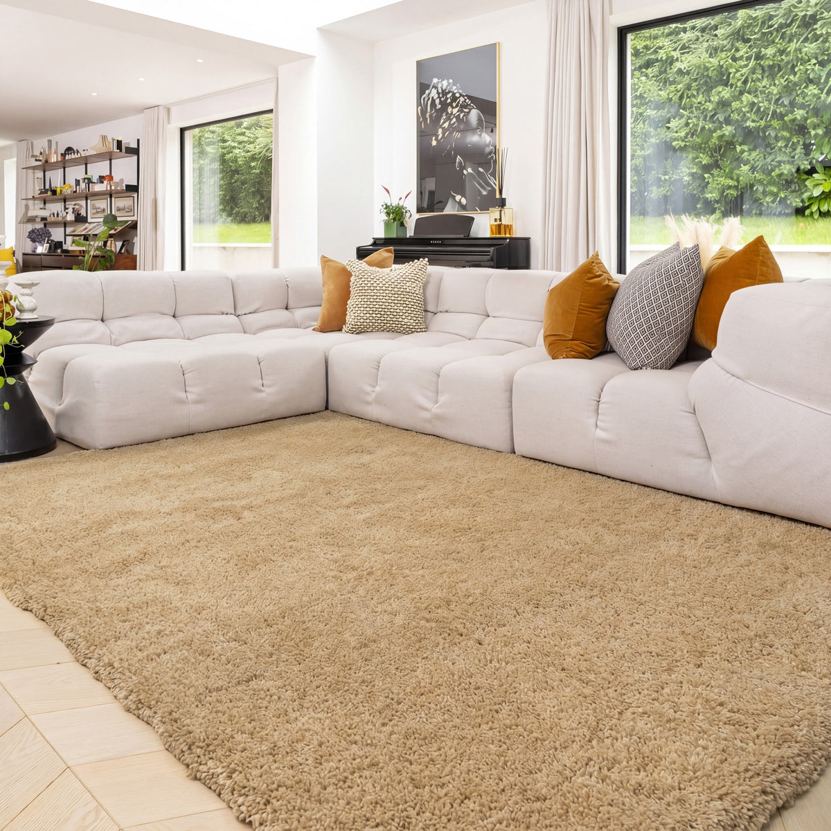 Premium Washable Shaggy Oatmeal Rug