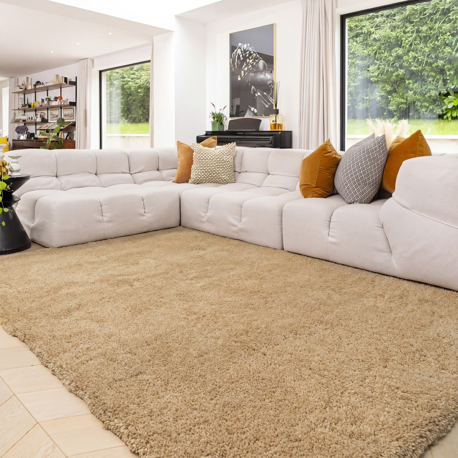 Premium Washable Shaggy Oatmeal Rug