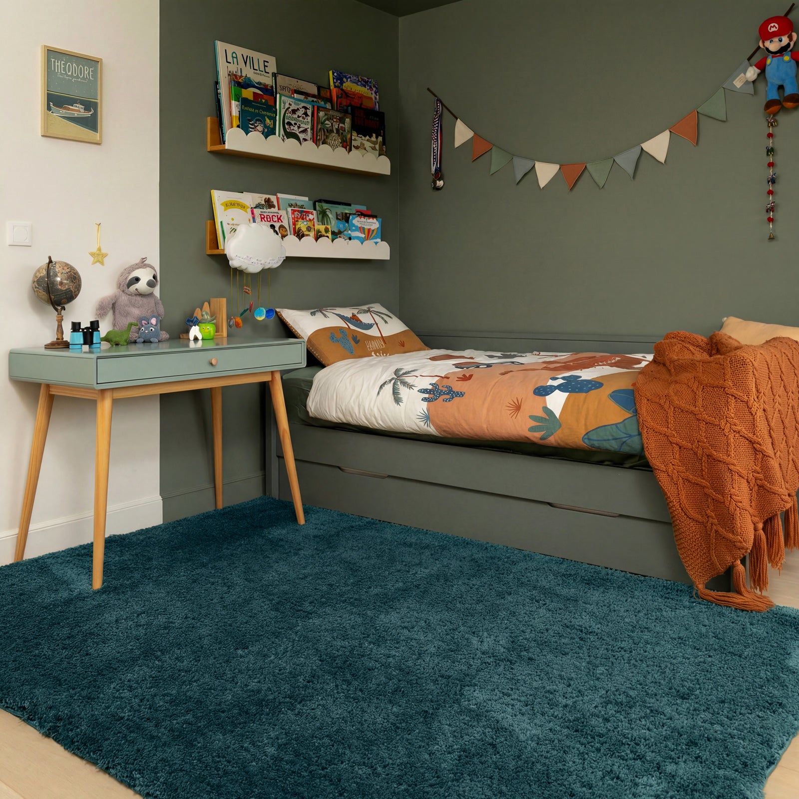 Premium Washable Shaggy Peacock Teal