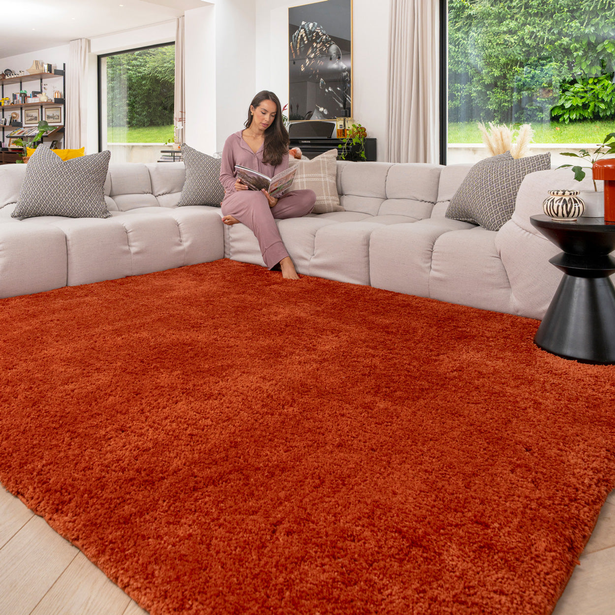 Premium Washable Terracotta Shaggy Rug