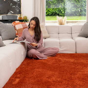 Premium Washable Terracotta Shaggy Rug