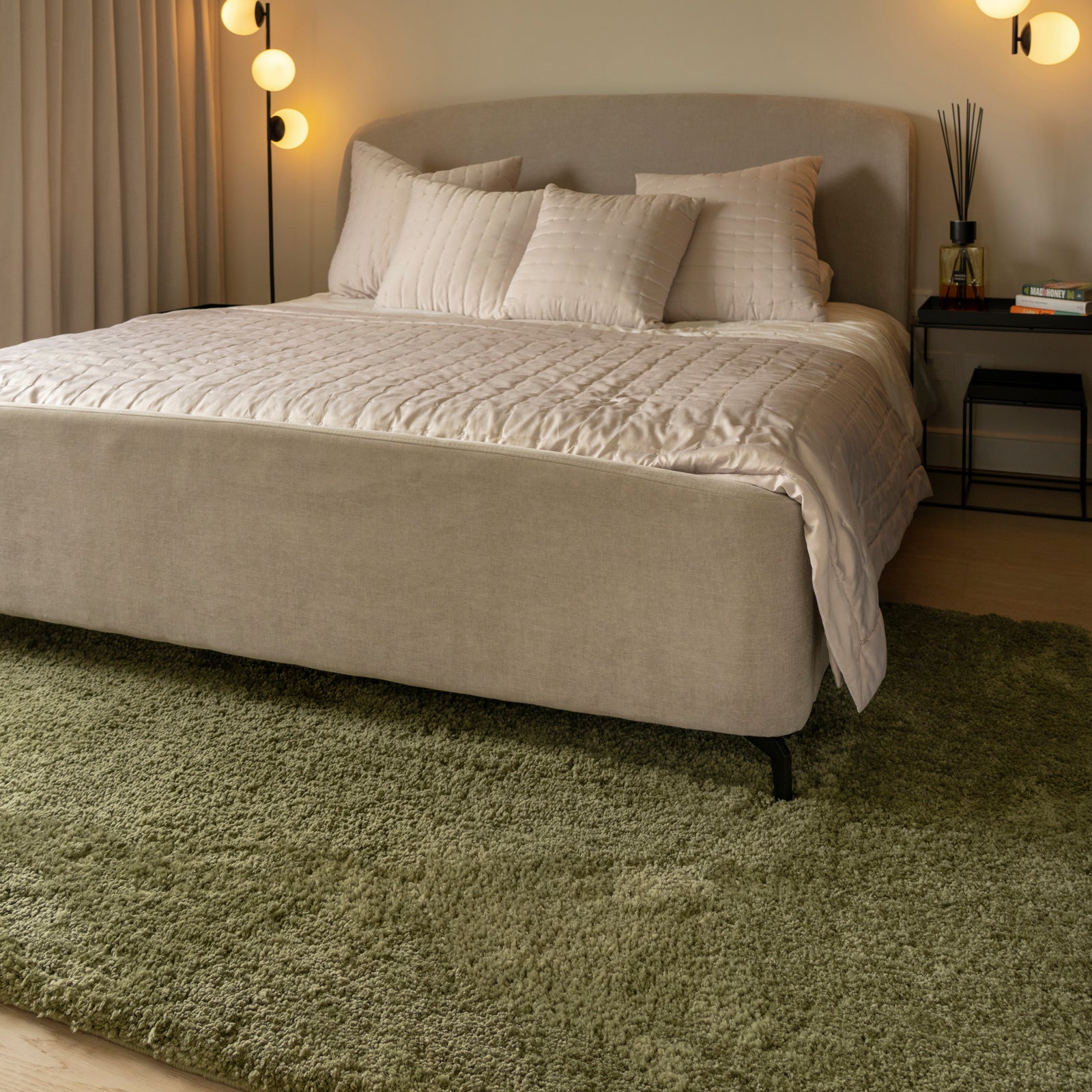 Premium Washable Shaggy Olive Green Rug