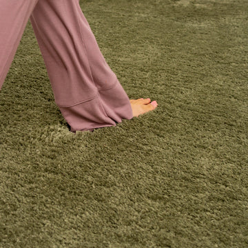 Premium Washable Shaggy Olive Green Rug