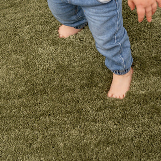 Premium Washable Shaggy Olive Green Rug