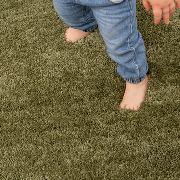 Premium Washable Shaggy Olive Green Rug