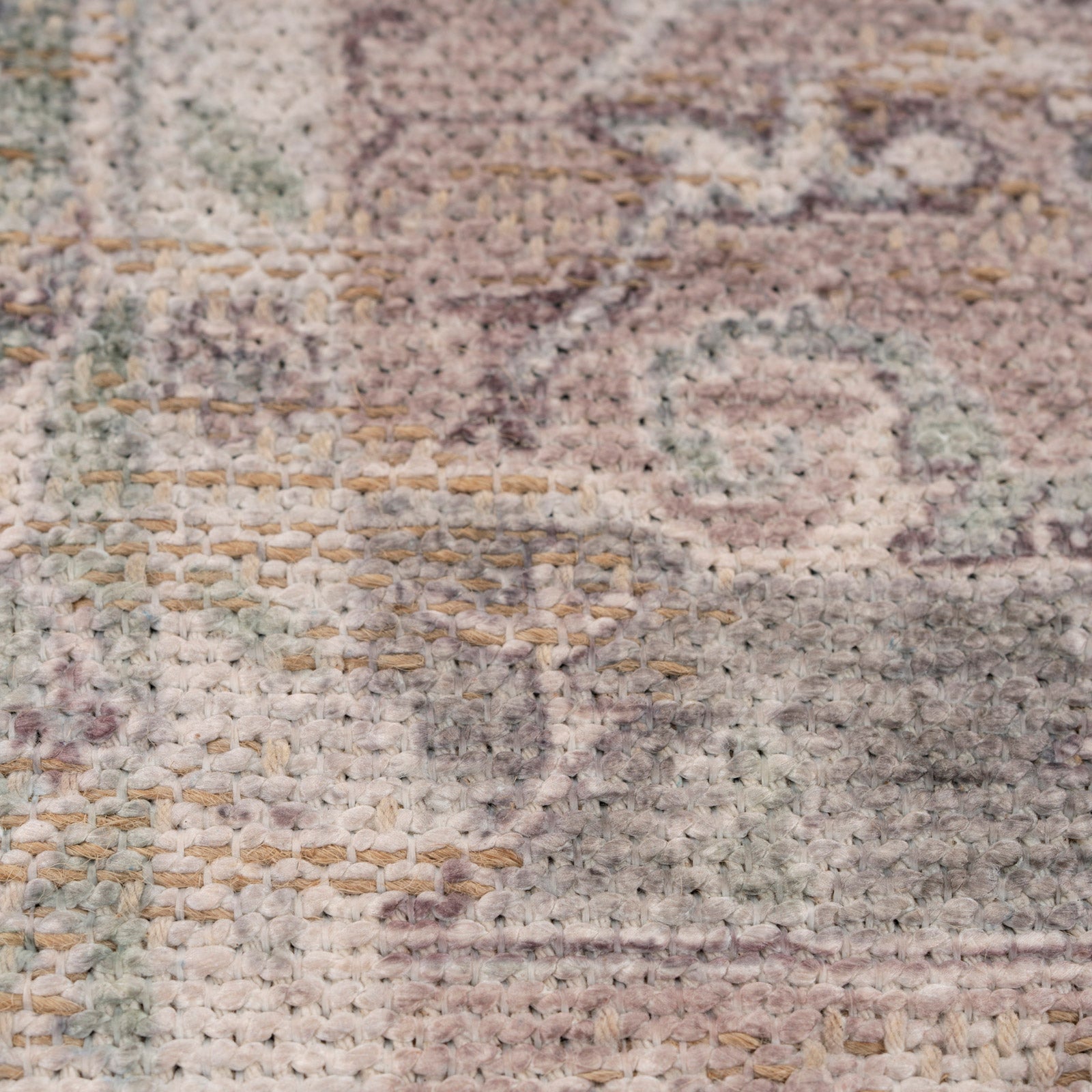 Washable Vintage Green Jute Style Runner - Cova