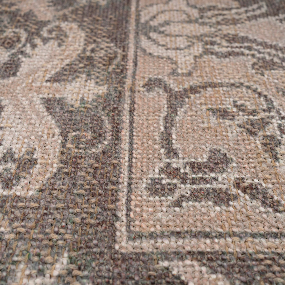 Washable Brown Ornate Jute Style Runner - Eden