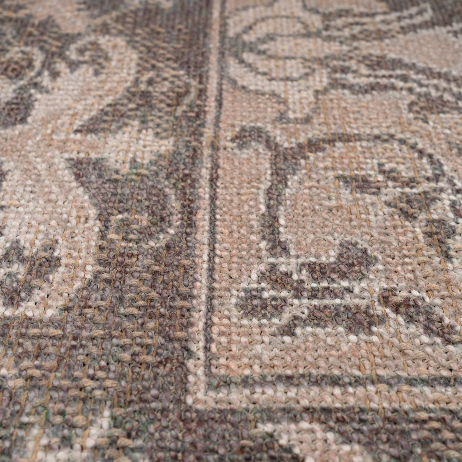 Washable Brown Ornate Jute Style Runner - Eden