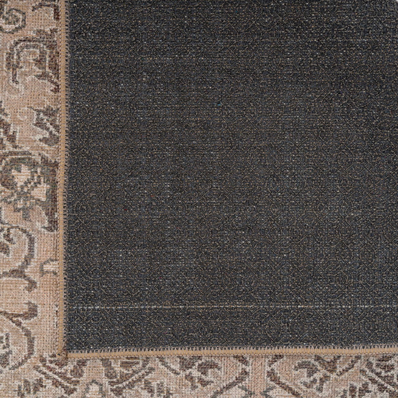 Washable Brown Ornate Jute Style Rug - Eden