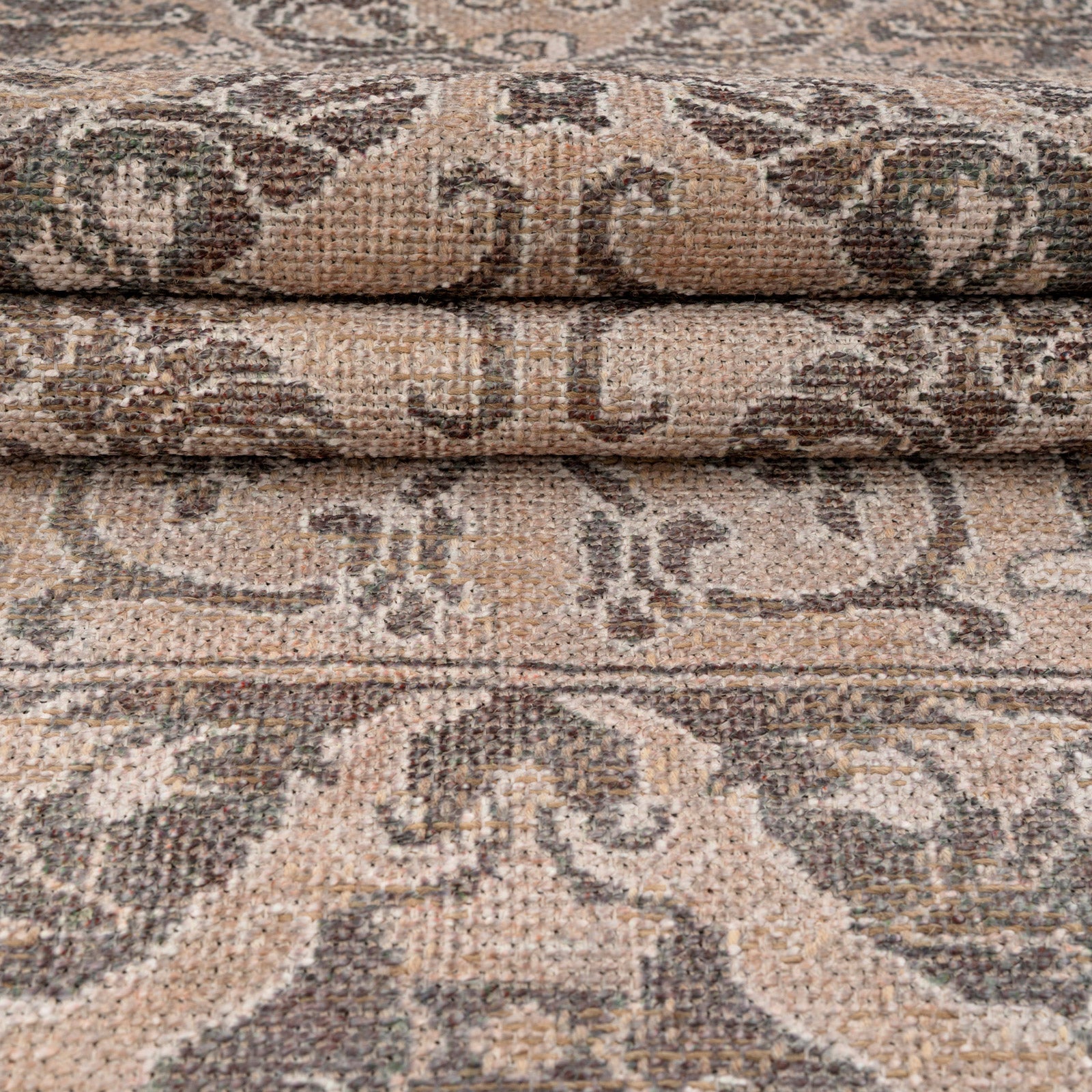 Washable Brown Ornate Jute Style Rug - Eden