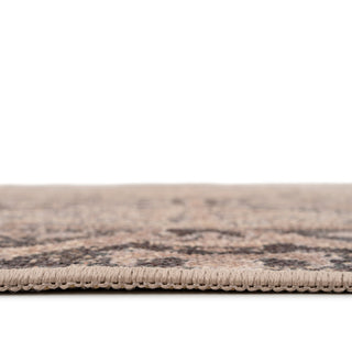 Washable Brown Ornate Jute Style Runner - Eden