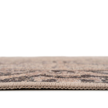Washable Brown Ornate Jute Style Runner - Eden