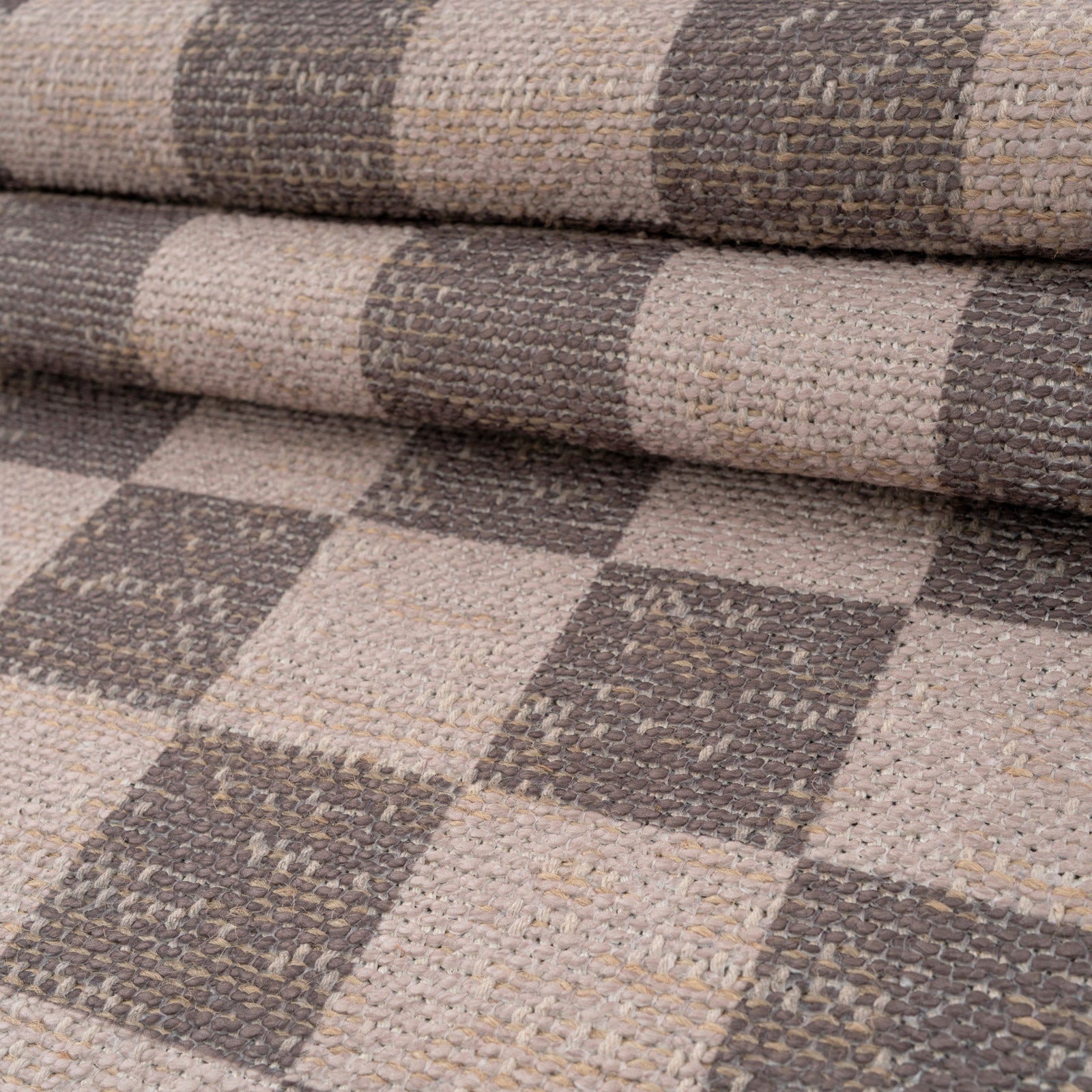Washable Brown Checkerboard Jute Style Runner - Juno