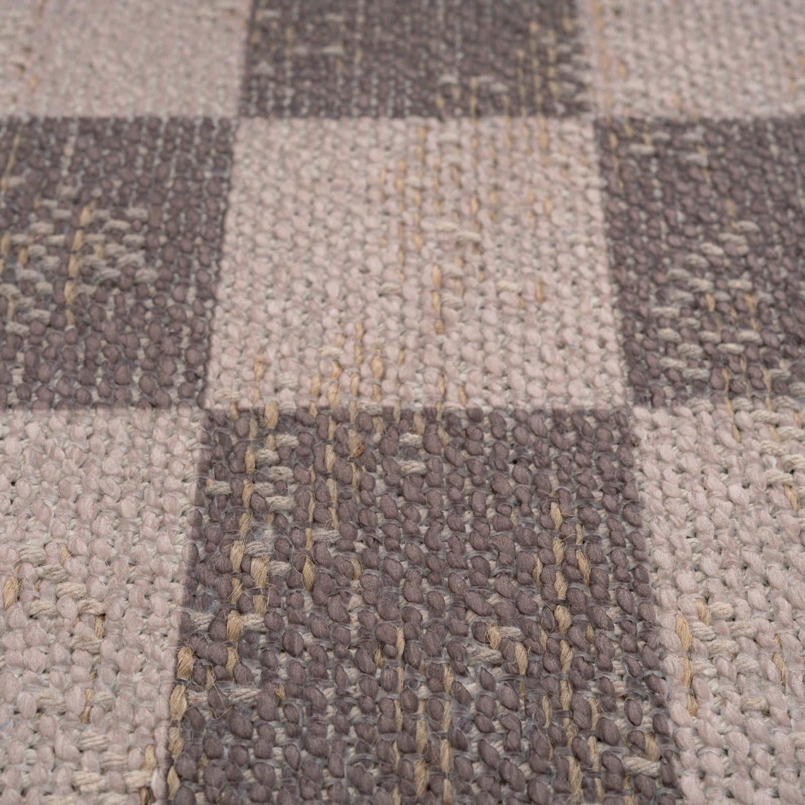 Washable Brown Checkerboard Jute Style Runner - Juno