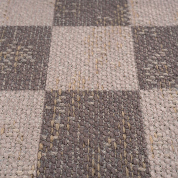 Washable Brown Checkerboard Jute Style Runner - Juno