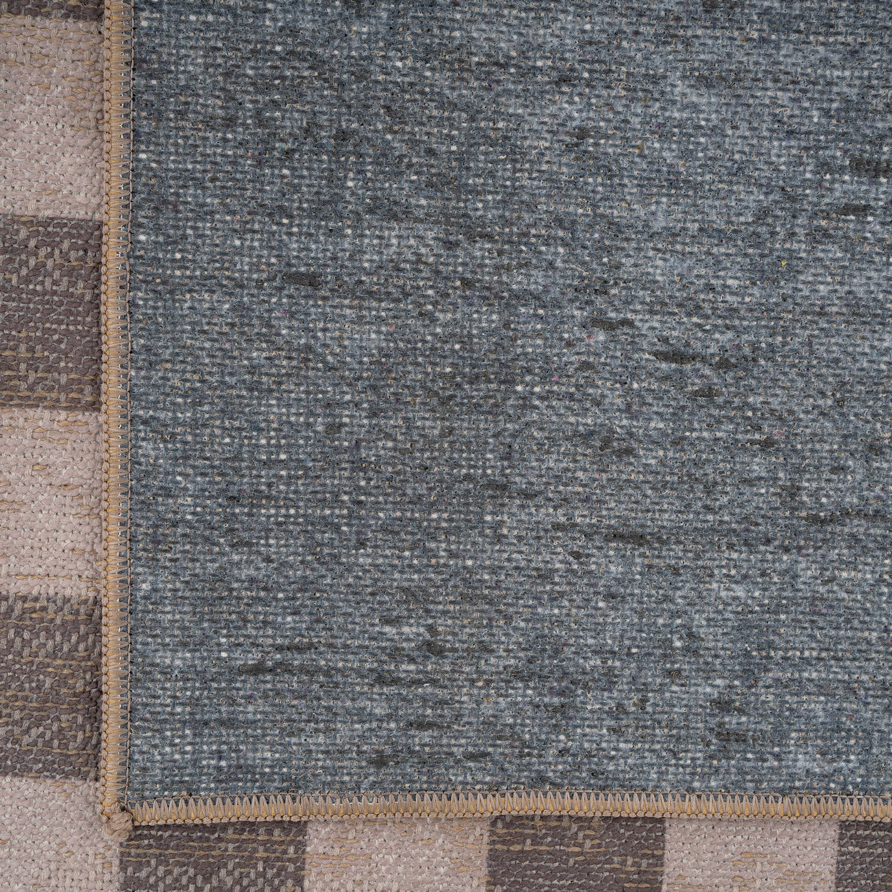Washable Brown Checkerboard Jute Style Runner - Juno