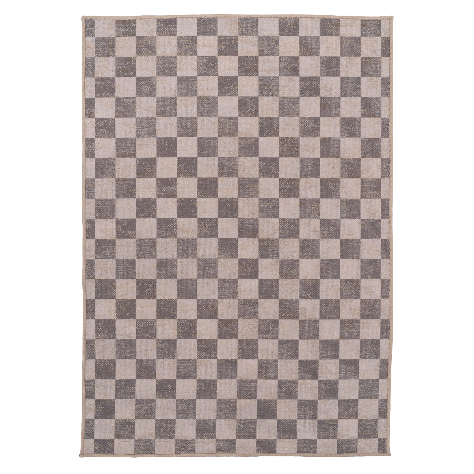 Washable Brown Checkerboard Jute Style Rug - Juno