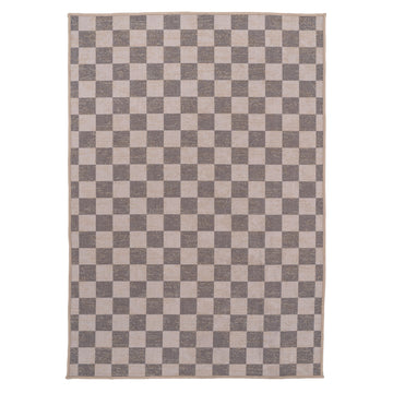Washable Brown Checkerboard Jute Style Rug - Juno