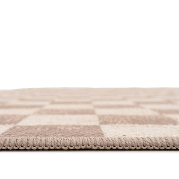 Washable Checkerboard Jute Style Runner - Noa