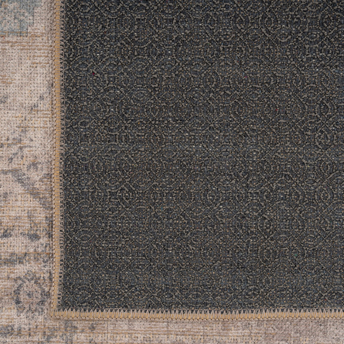 Washable Greige Blue Jute Style Rug - Ruah