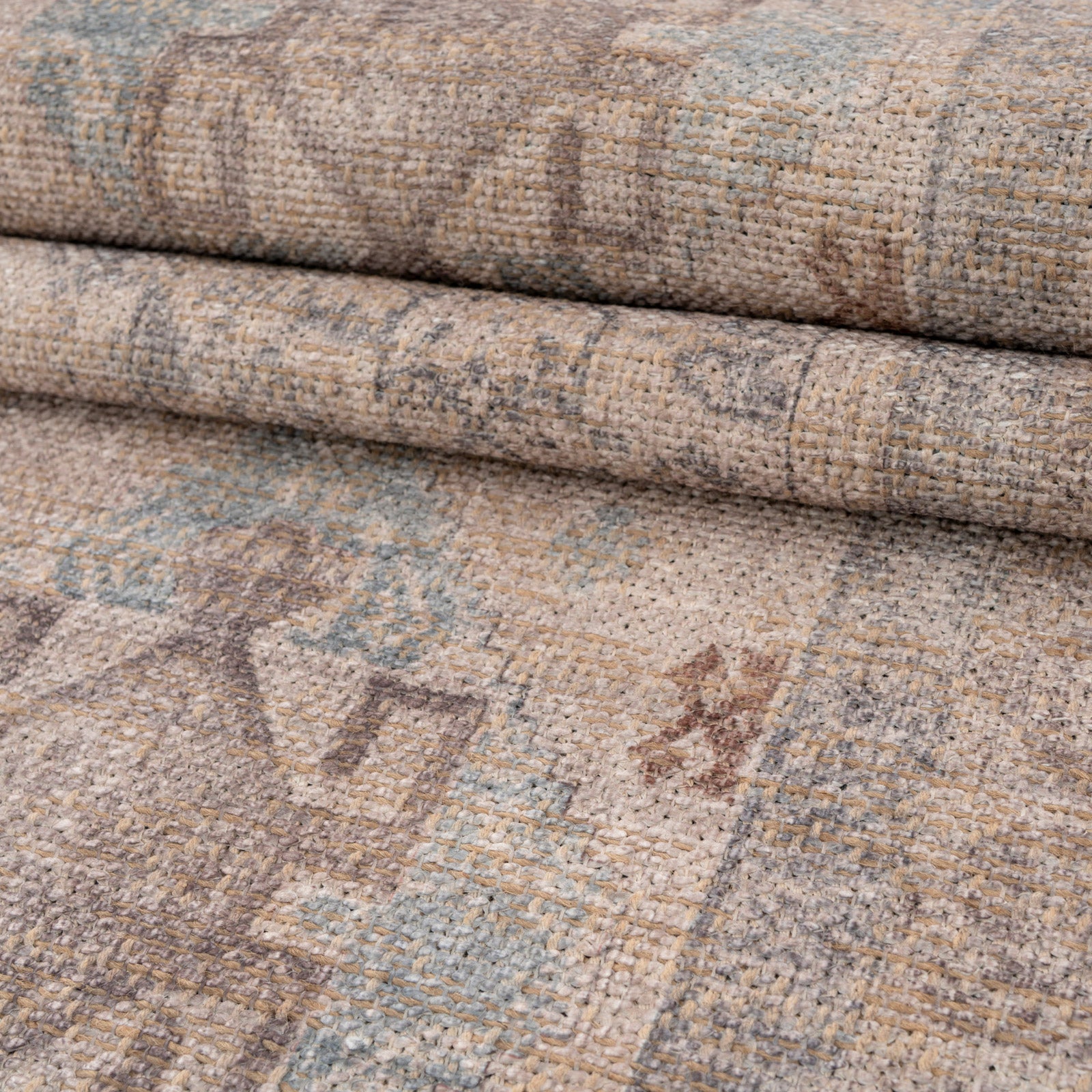 Washable Greige Blue Jute Style Runner - Ruah