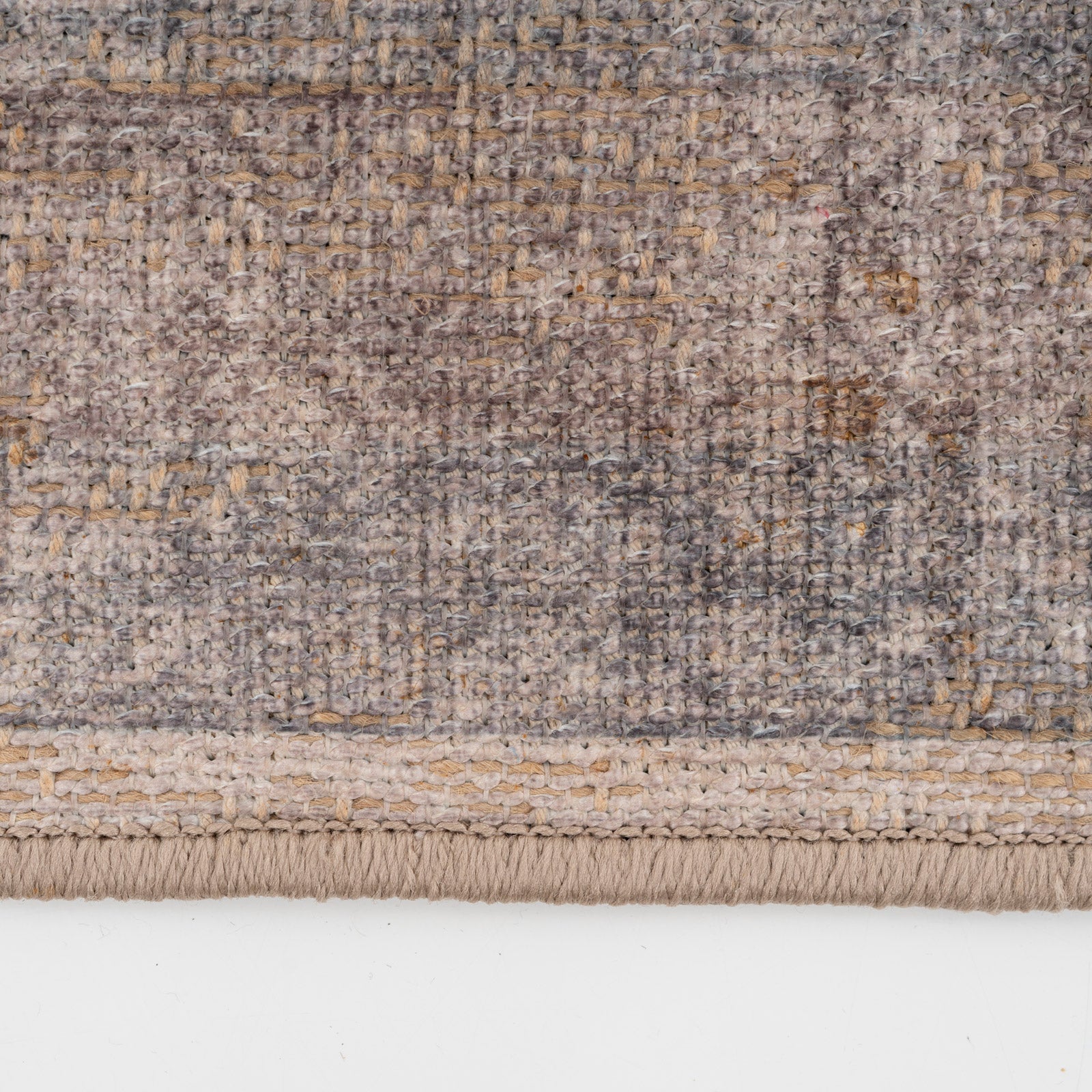 Washable Greige Blue Jute Style Runner - Ruah