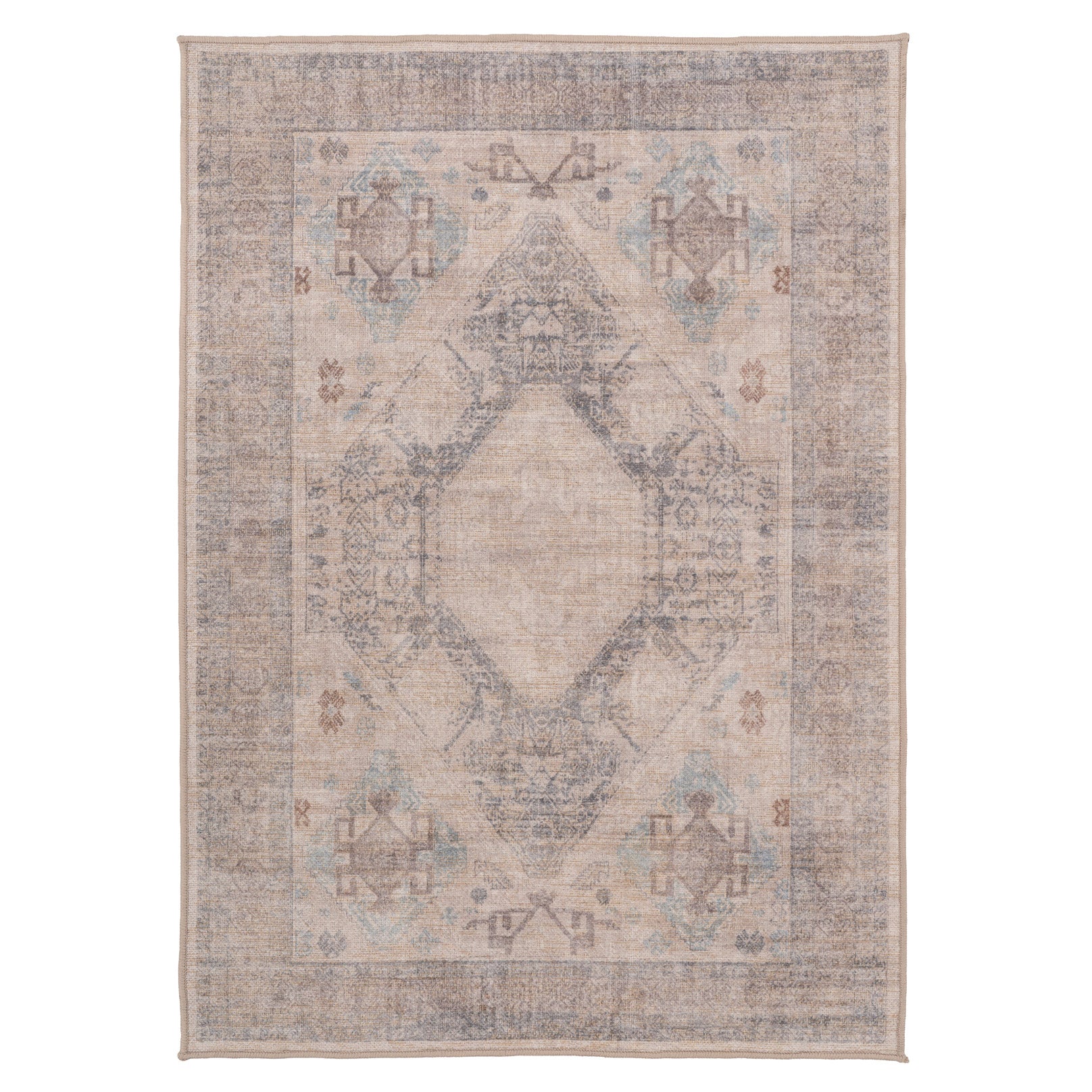 Washable Greige Blue Jute Style Rug - Ruah – Kukoon Rugs Online