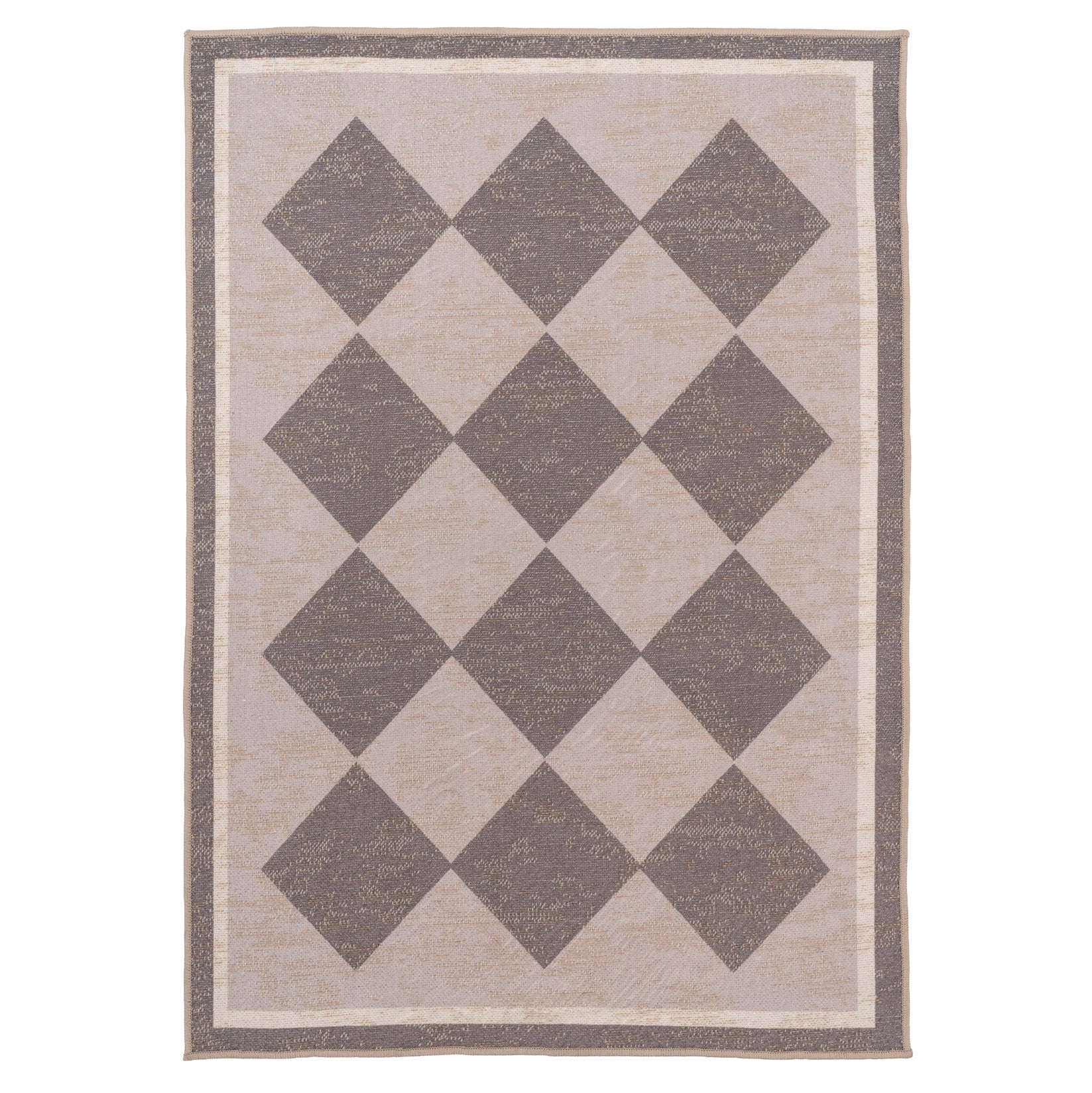 Washable Brown Harlequin Jute Style Rug - Suki