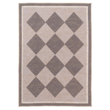 Washable Brown Harlequin Jute Style Rug - Suki