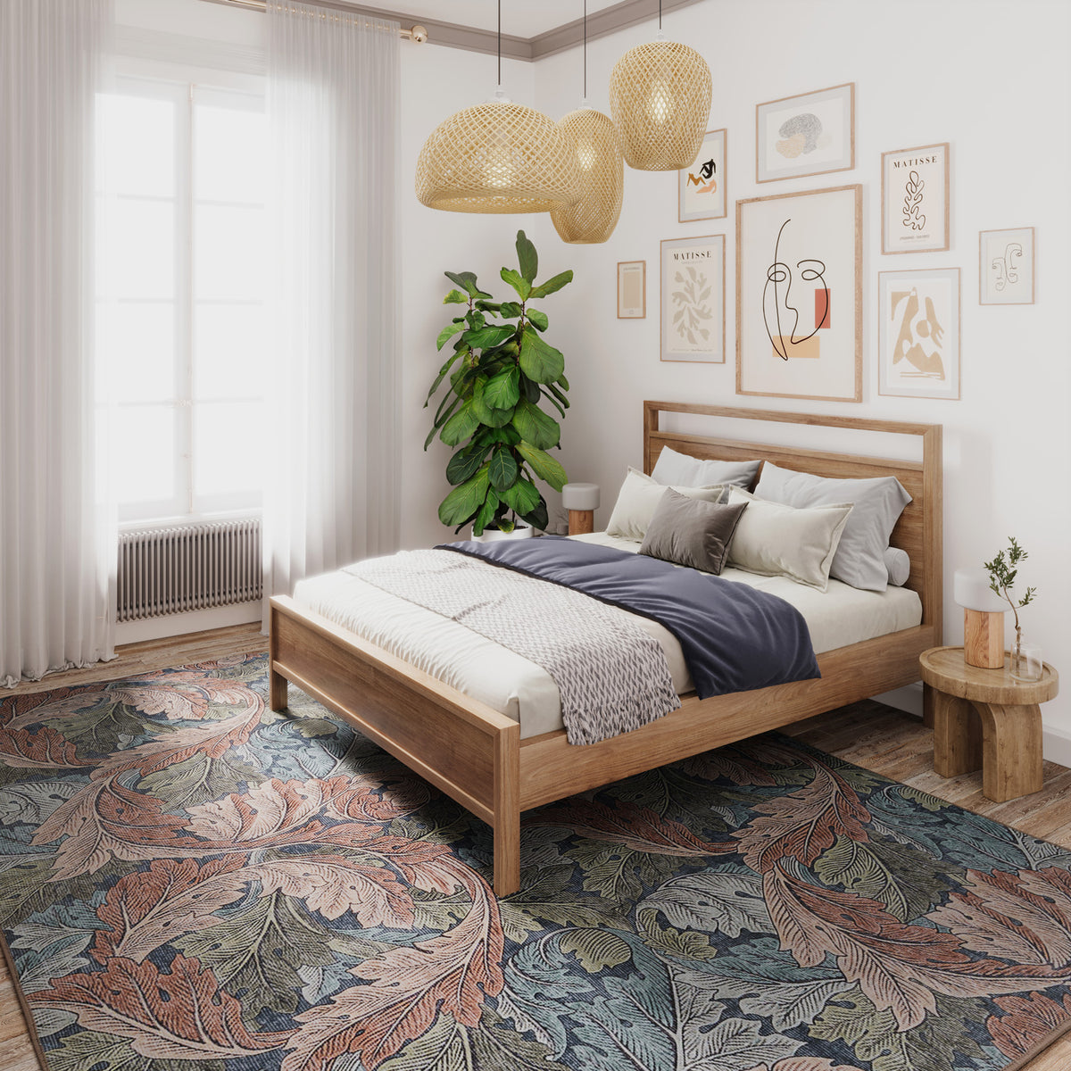 Soft Washable Green Leaf Print Rug - Sylvan