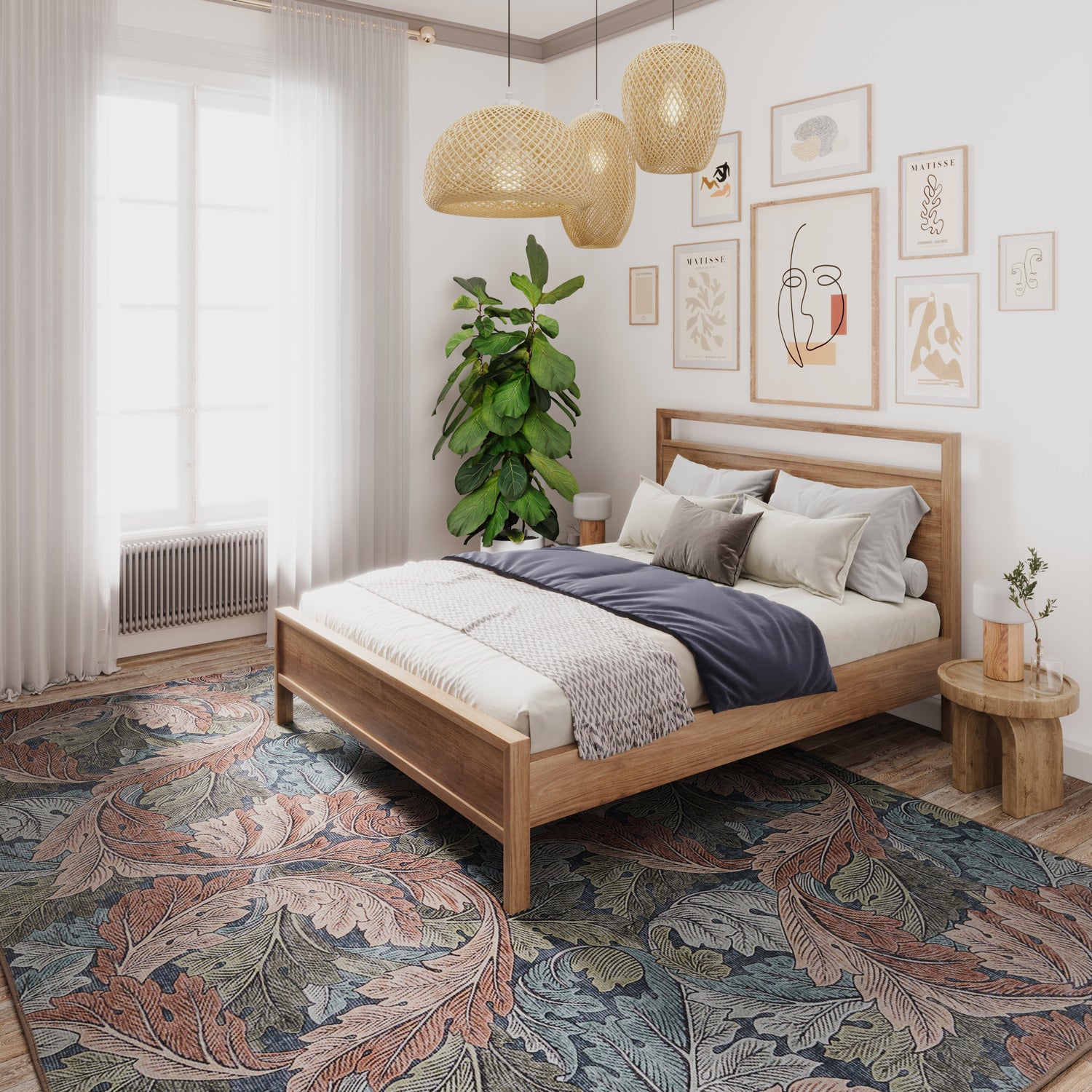 Soft Washable Green Leaf Print Rug - Sylvan