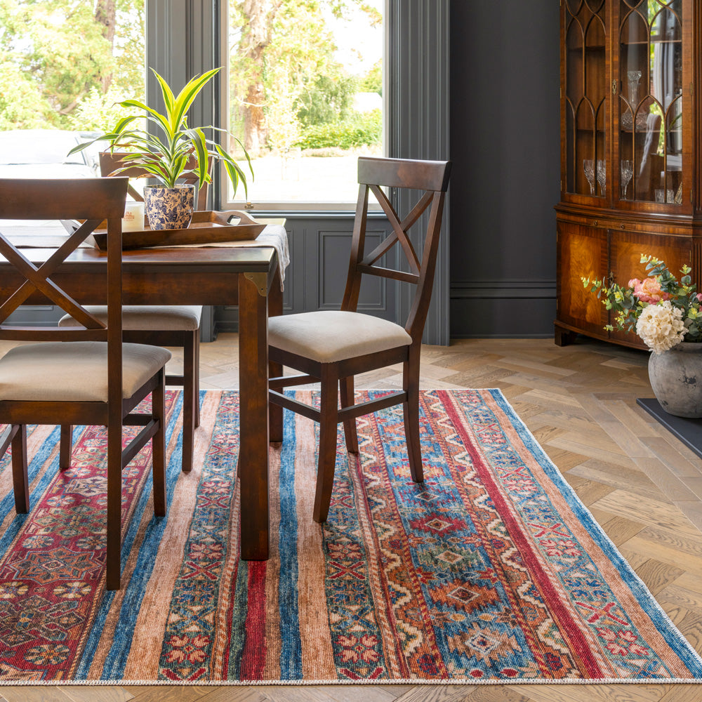 Washable Looped Multicolour Boho Rug - Alia