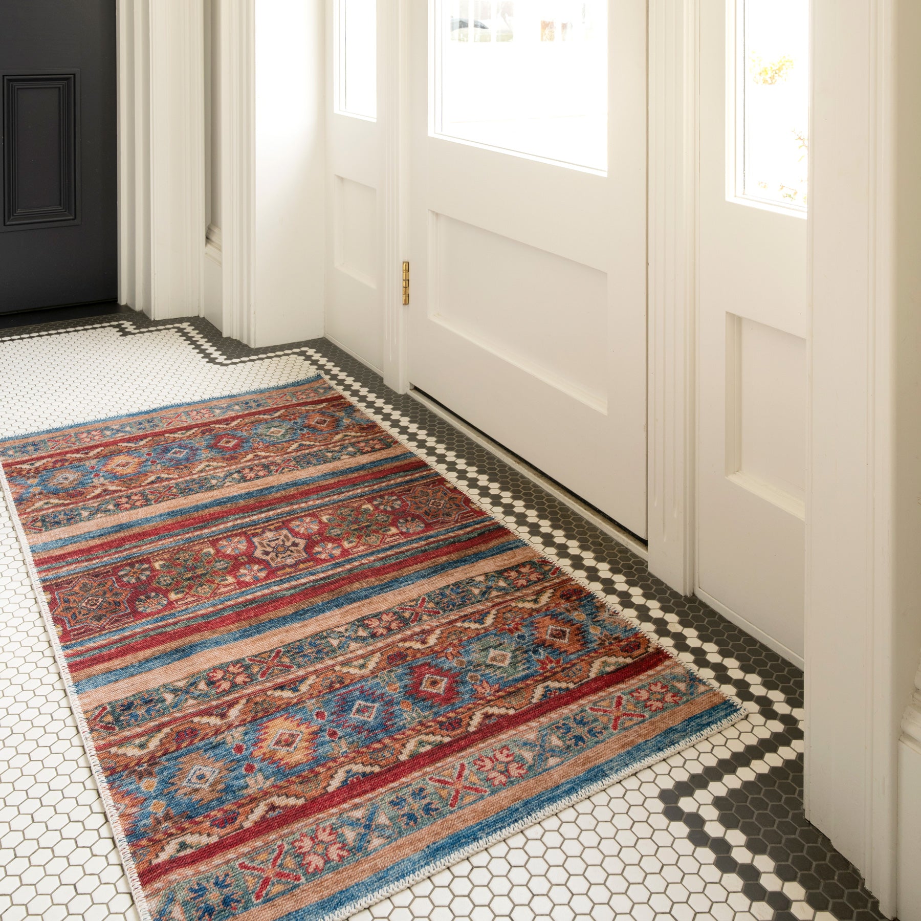 Washable Looped Multicolour Doormat - Alia