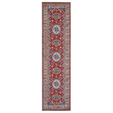 Washable Looped Red Vintage Runner - Anais