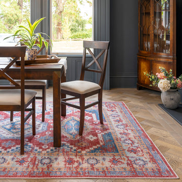 Washable Looped Red Vintage Rug - Anais