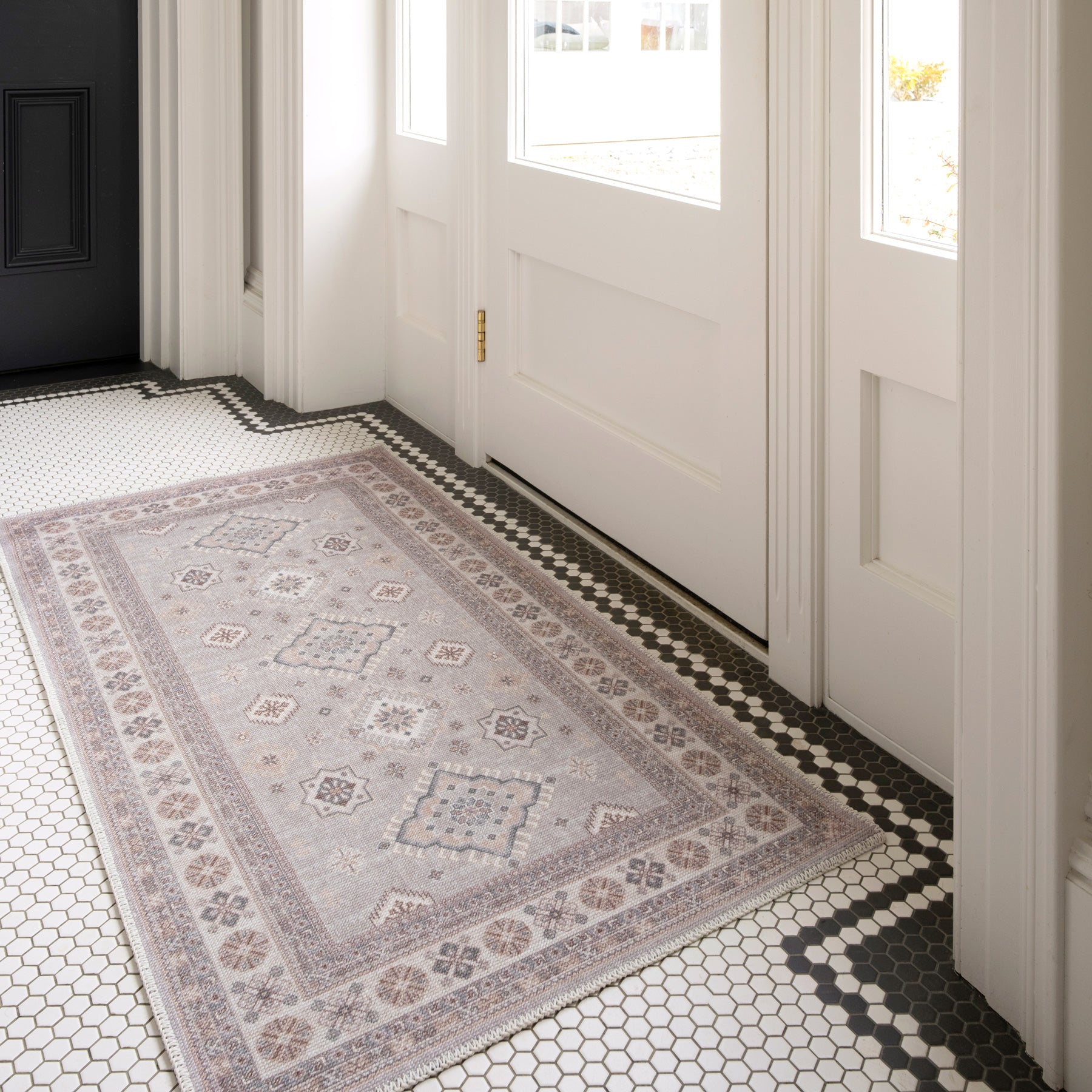 Washable Looped Grey Nordic Rug - Safi