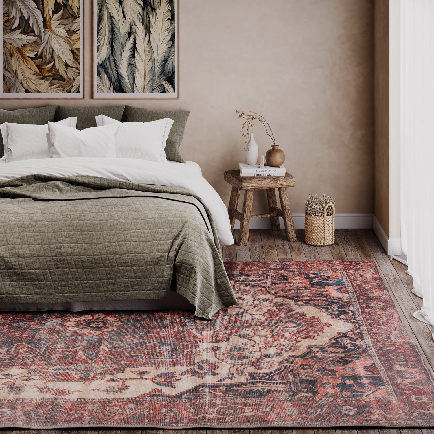 Soft Washable Terracotta Medallion Rug - Verity