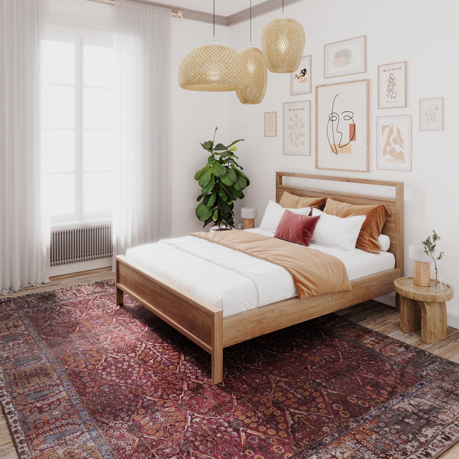 Soft Washable Red Plum Vintage Rug - Violet