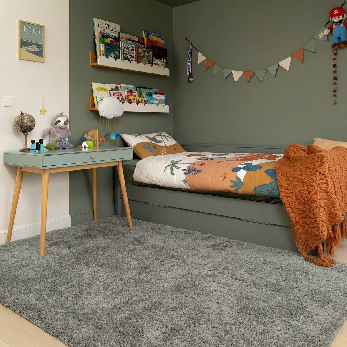 Premium Washable Shaggy Ash Grey Rug