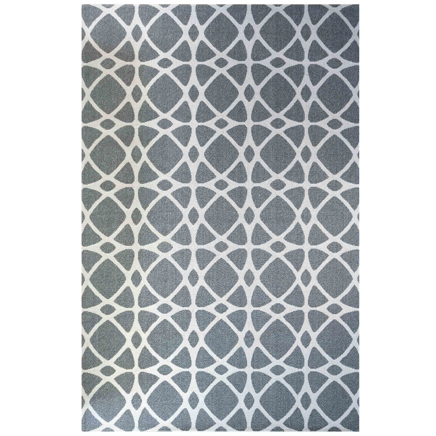 Art Deco Grey Woven Sustainable Recycled Cotton Rug