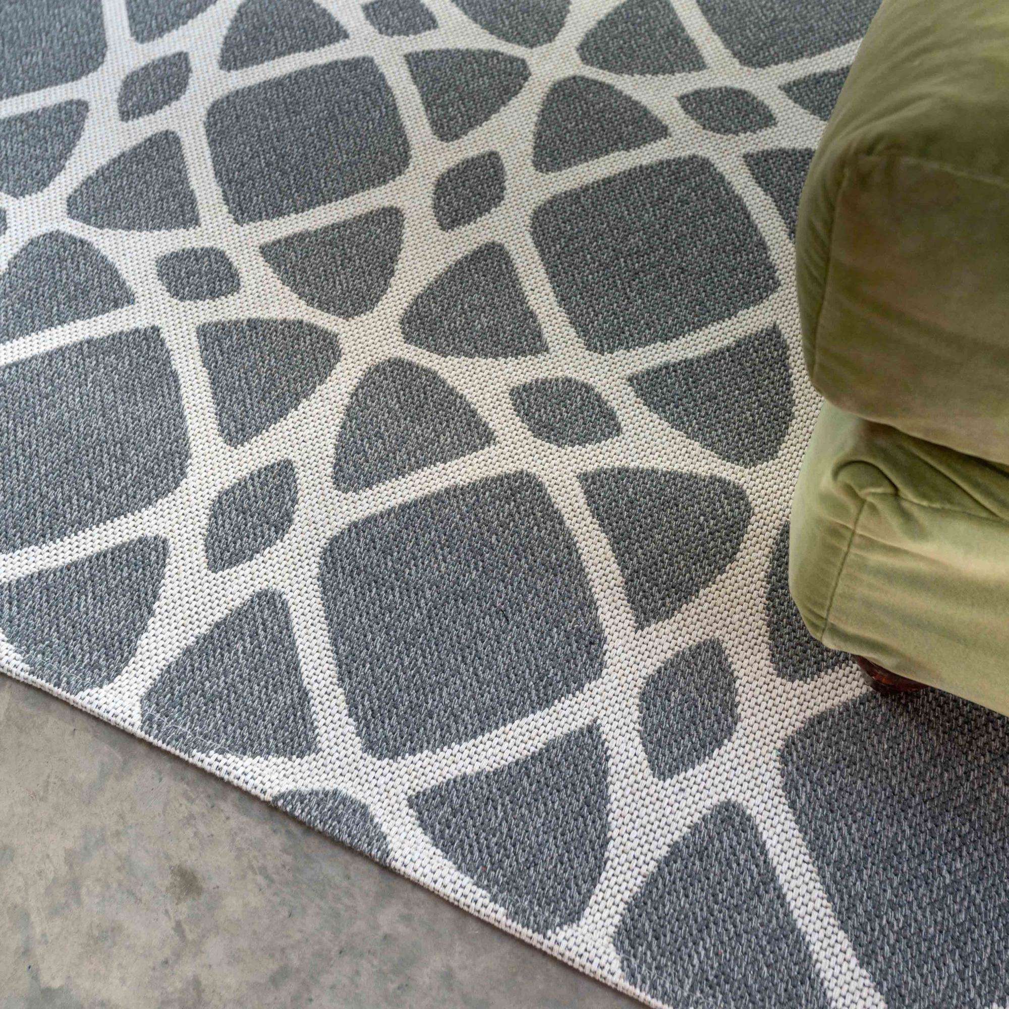 Art Deco Grey Woven Sustainable Recycled Cotton Rug