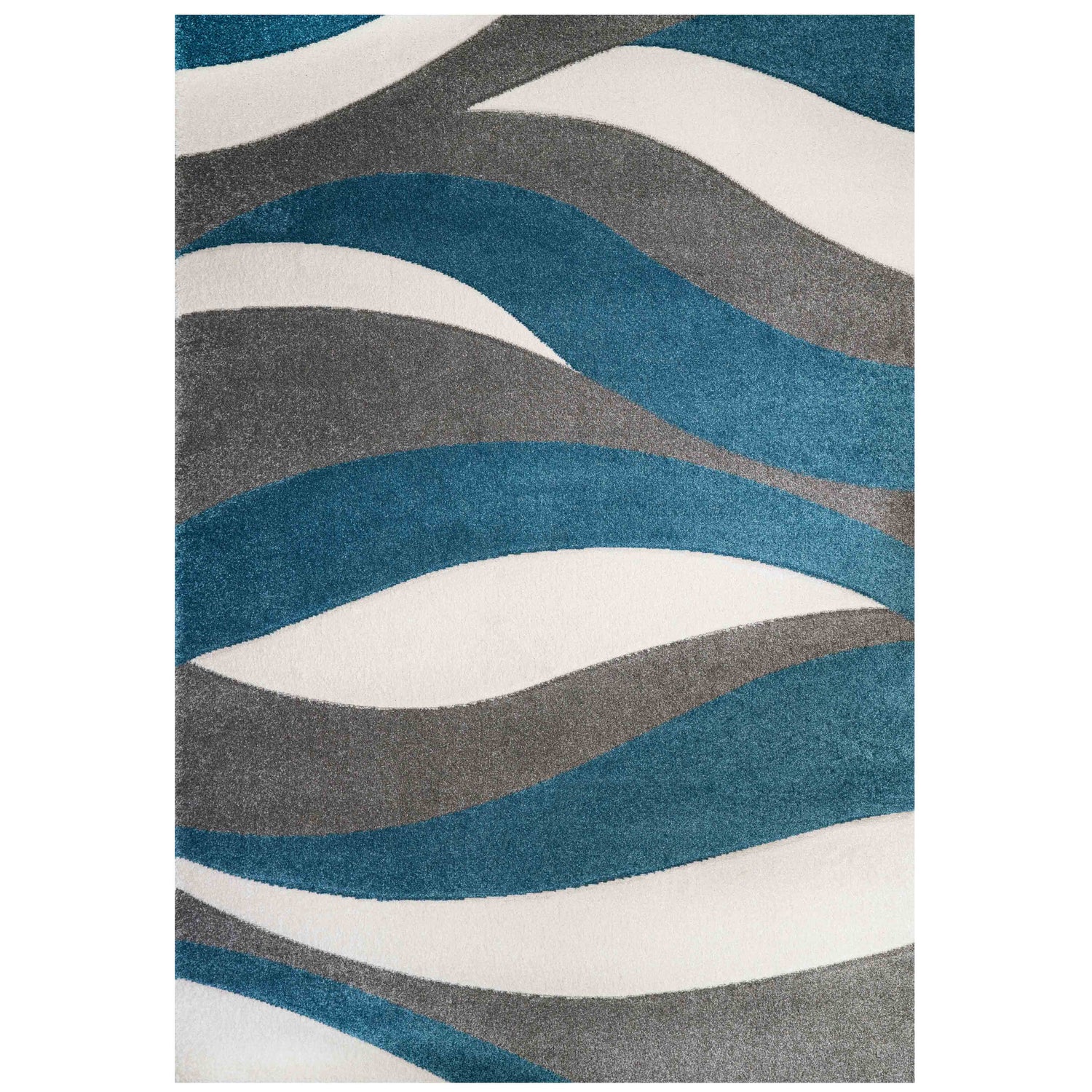 Soft Modern Wave Pattern Blue Grey Rugs