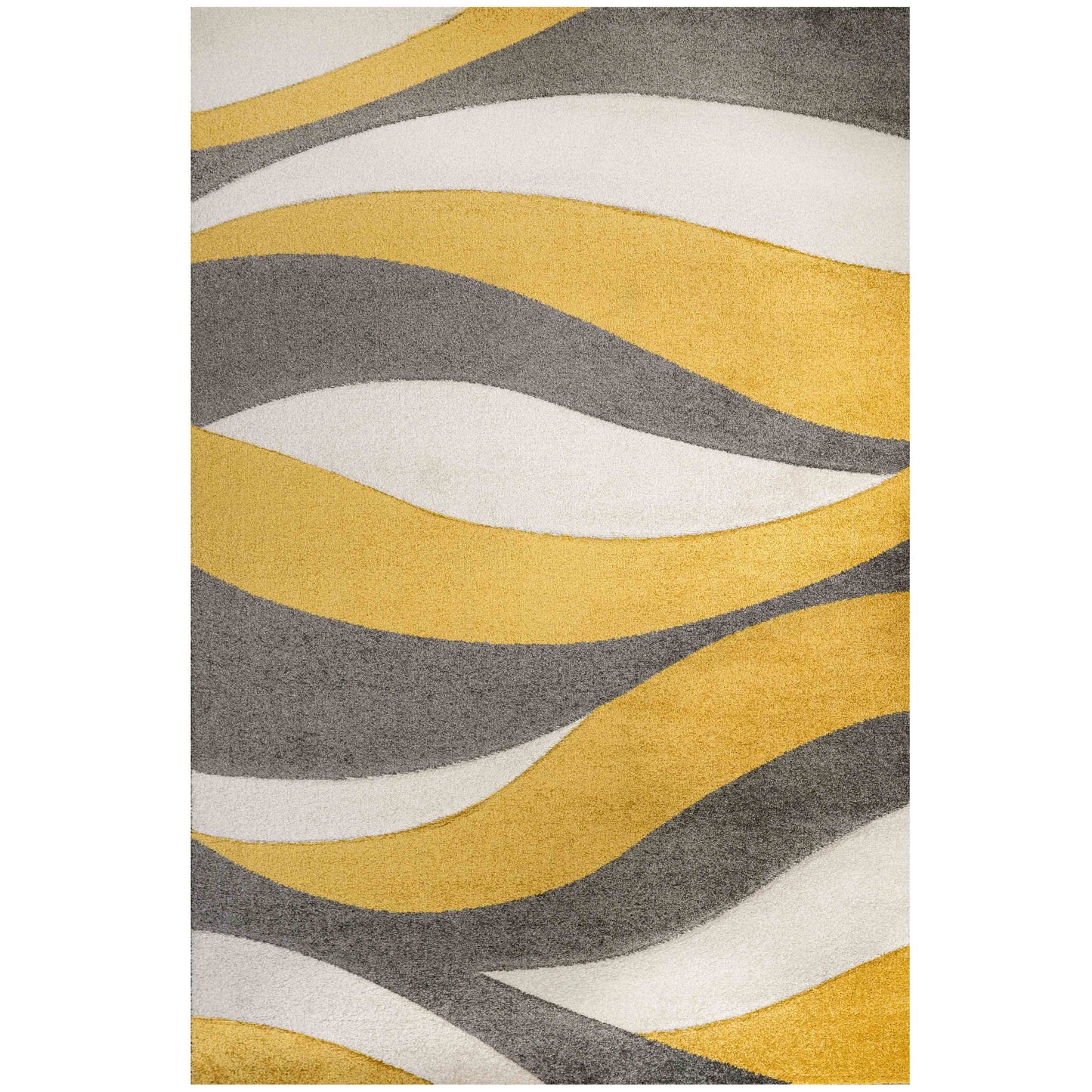 Soft Modern Wave Pattern Yellow Grey Rugs