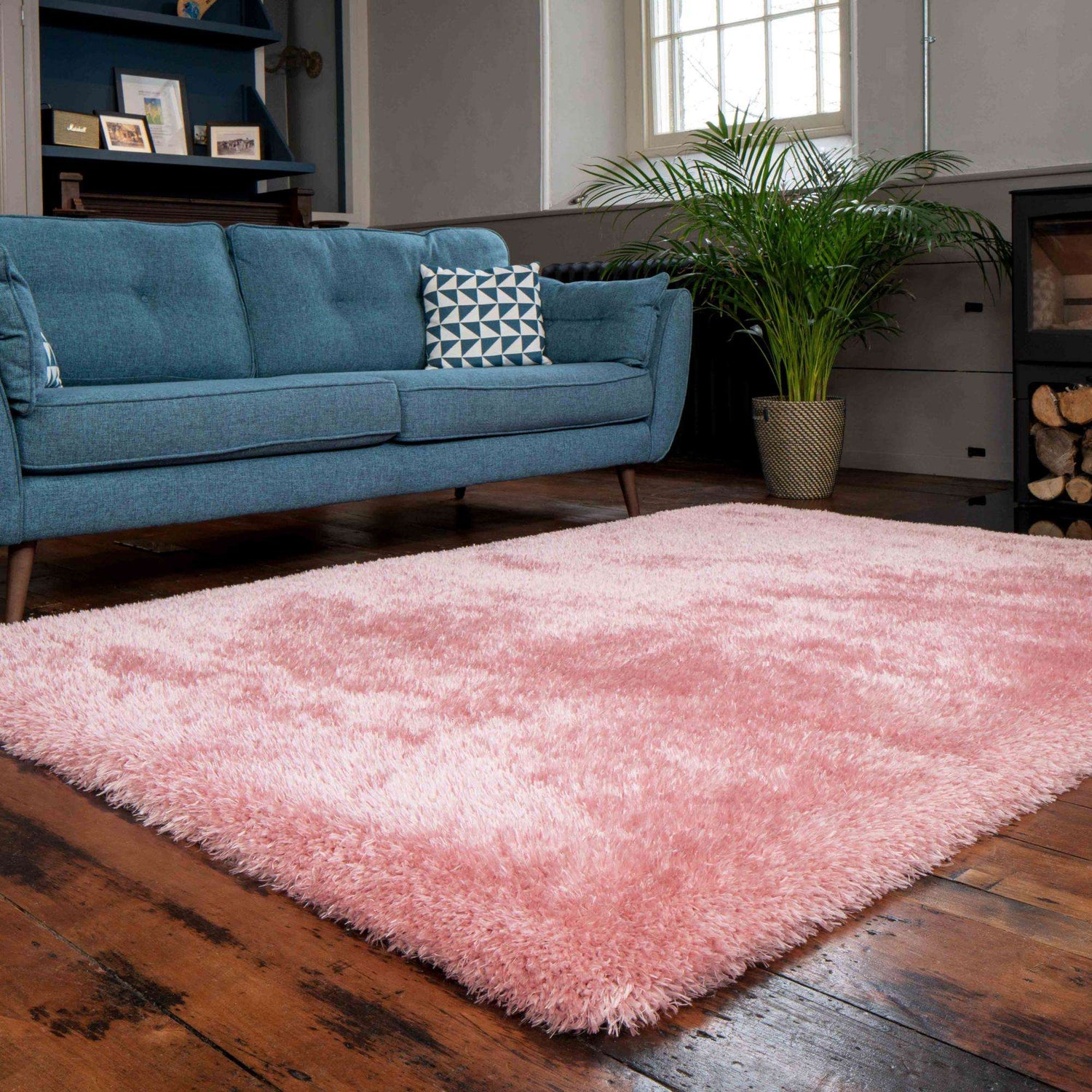 Deluxe Thick Soft Blush Pink Shaggy Bedroom Rug