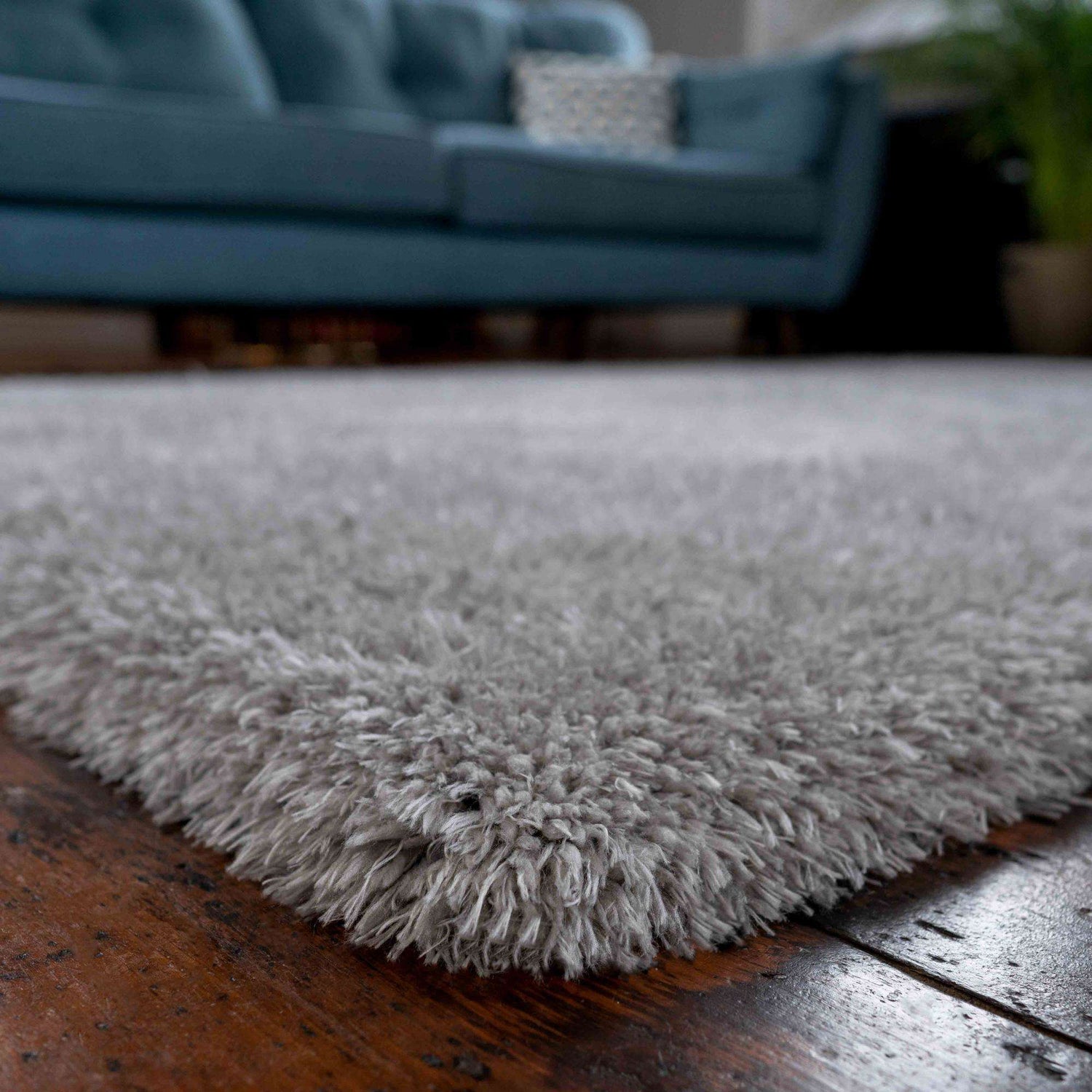 Deluxe Thick Soft Silver Grey Shaggy Living Room Rug
