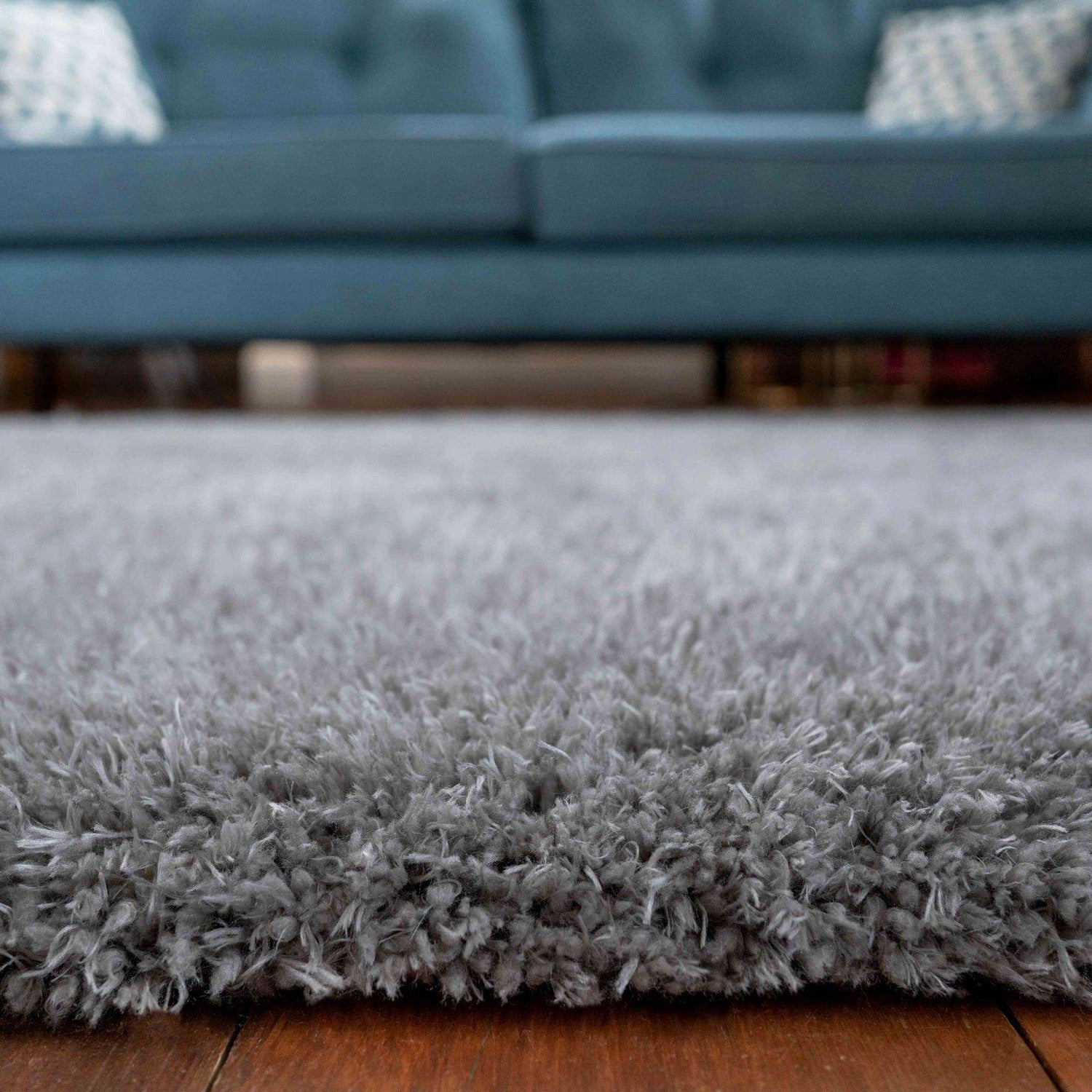 Deluxe Thick Soft Silver Grey Shaggy Living Room Rug