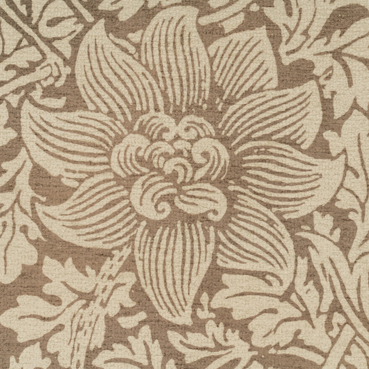 Washable Bird Anemone Taupe Indoor Doormat - William Morris
