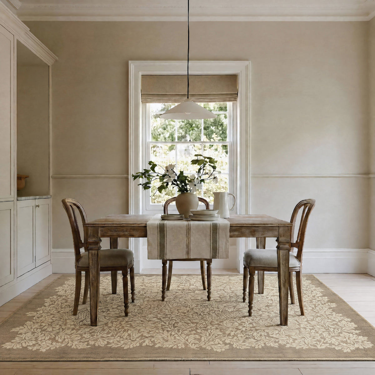Washable Bird Anemone Taupe Rug - William Morris